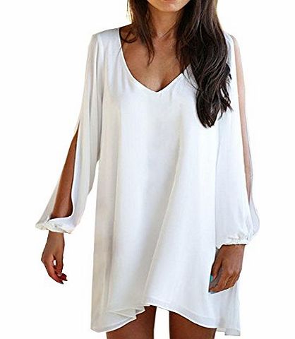 DJT Womens Tunic Tee New Ladies Sleeveless Swing White Chiffon Tops Shirt Blouse T-Shirts Size M