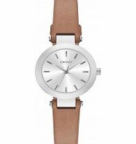 DKNY Ladies Stanhope Beige Leather Strap Watch