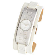 ladies white half cuff watch