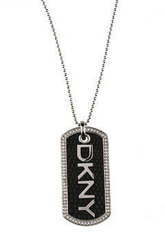 Logo Steel, Rhinestone and Leather Tag