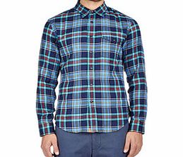 Dark blue cotton long-sleeved shirt