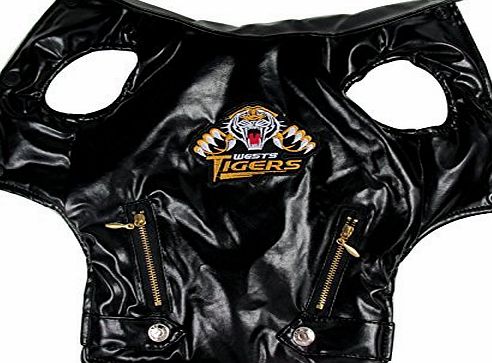 Dogloveit Dog Stylish Punk Style Leather Jacket Vest For Pet Dog Cat Warm Coat Winter Clothes, Black, Large