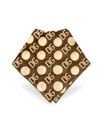 Dolce and Gabbana Brown and Beige Dots Logoed Chiffon Silk Bandana