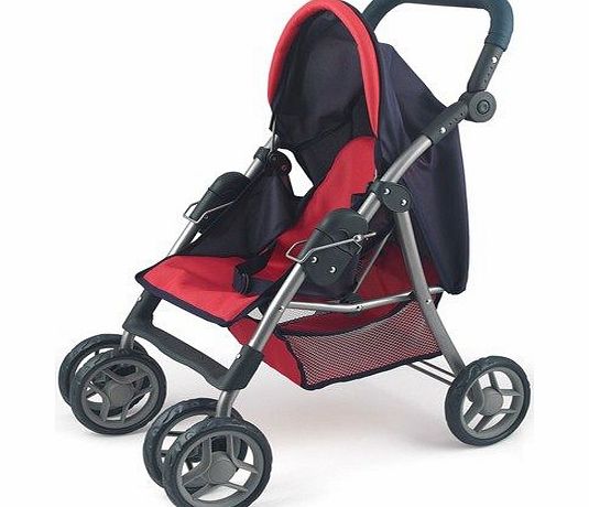 Peterkin Dolls World Dolls Pushchair Cerise/Navy