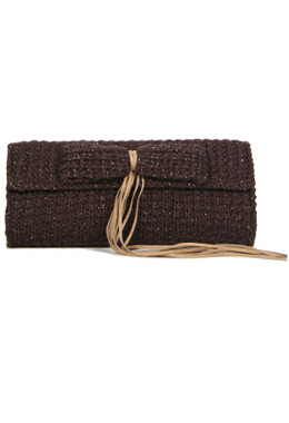 Domakaya Brown Cylindrical Clutch Bag by Domakaya