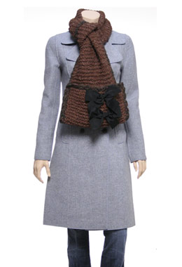 Brown Hand Warmer Scarf by Domakaya