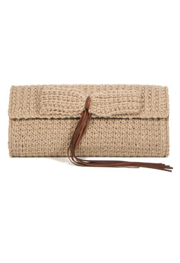 Domakaya Tan Cylindrical Clutch Bag by Domakaya