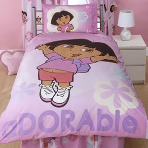 Dora Totally Adorable Single Panel Duvet Set