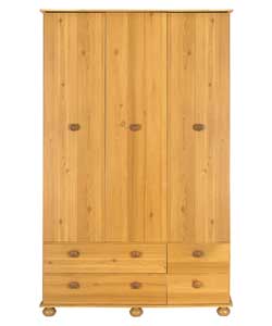 Dorchester 3 Door 4 Drawer Wardrobe - Pine