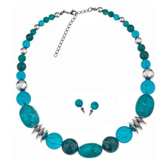 Aqua bead and metal set