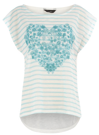 Aqua floral heart t-shirt DP56254929