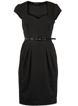 Dorothy Perkins Black belted ponti dress