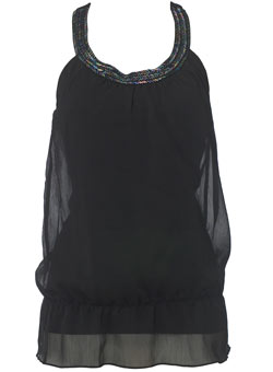 Dorothy Perkins Black chiffon overlay top