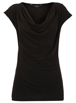 Black cowl neck top