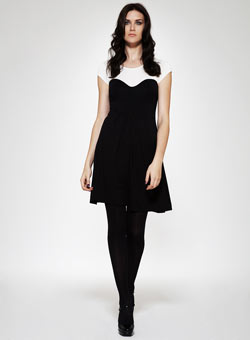 Black/cream 2 in1 jersey dress