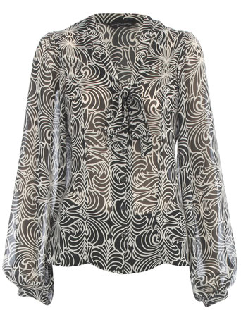 Dorothy Perkins Black/cream pussybow blouse