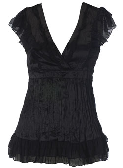 Dorothy Perkins Black crushed satin ruffle top