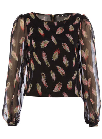 Dorothy Perkins Black feather print blouse DP65000532