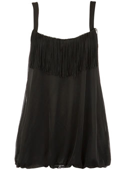 Black fringe bubble top