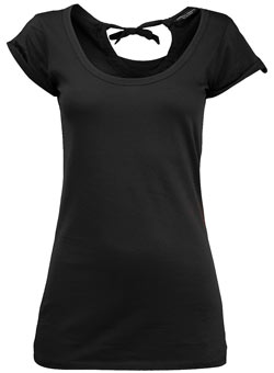 Black keyhole back crew top