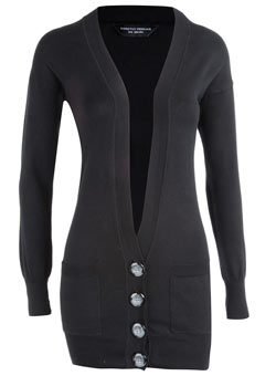 Black long-line cardigan