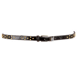 Black patent stud belt