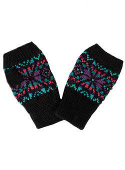 Black patterned handwarmers