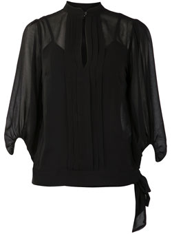 Black pintuck 3/4 sleeve top