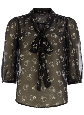 Black ring print blouse DP05323001