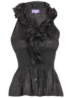 Dorothy Perkins Black ruffle front blouse