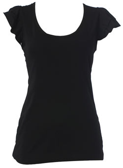 Dorothy Perkins Black ruffle keyhole top