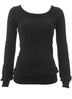 Dorothy Perkins Black sueded scoop neck top