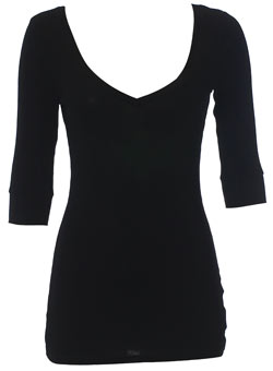 Dorothy Perkins Black v-neck rib top