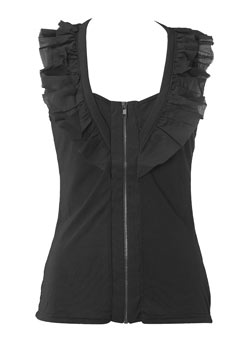 Dorothy Perkins Black zip frill top