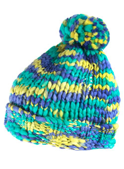 Blue space dyed pom pom beanie