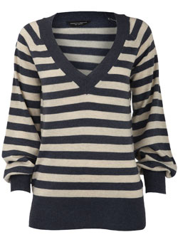 Dorothy Perkins Blue stripe v-neck jumper