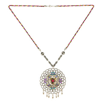 Bright filigree disc necklace