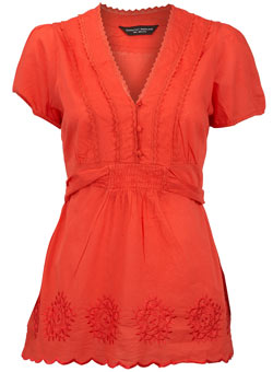Dorothy Perkins Coral lace trim blouse