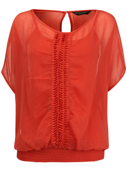 Coral plait front batwing top