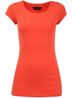 Coral slash neck top