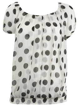 Dorothy Perkins Cream and black spot top