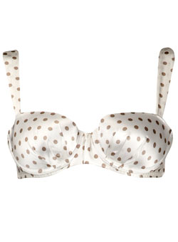 Dorothy Perkins Cream and mocha spot satin bra