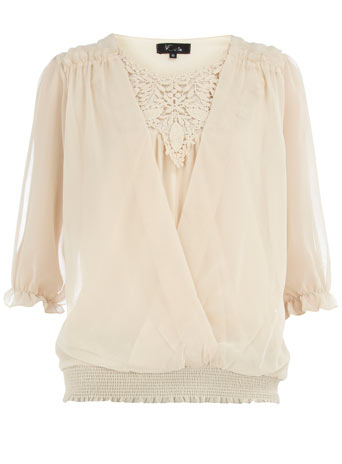 Dorothy Perkins Cream crochet chiffon blouse DP65000504