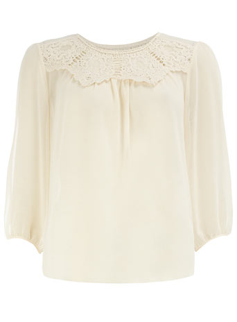 Dorothy Perkins Cream crochet neck blouse DP05320281