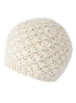 Cream diagonal stitch beanie