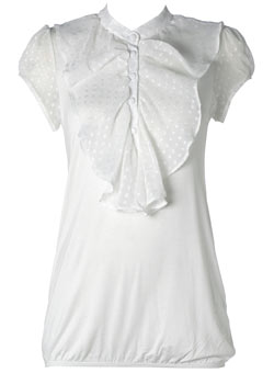 Dorothy Perkins Cream dobby frill blouse