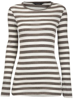 Dorothy Perkins Cream/grey long sleeve crew