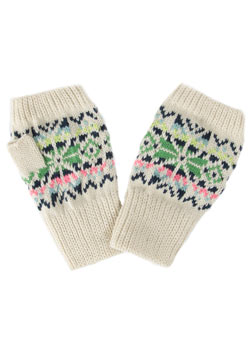 Cream patterned handwarmers