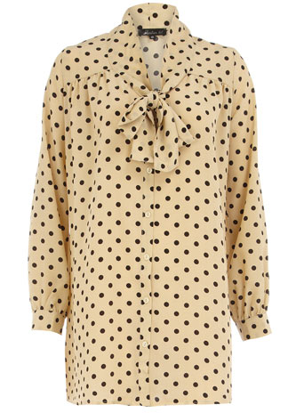 Dorothy Perkins Cream polka dot long blouse DP01000131