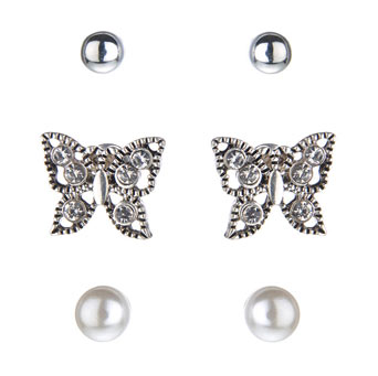 Crystal butterfly stud set